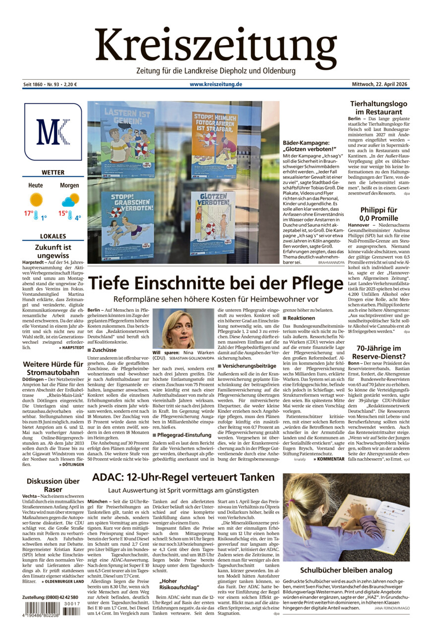 Kreiszeitung Kreis Oldenburg vom Mittwoch, 22.04.2026