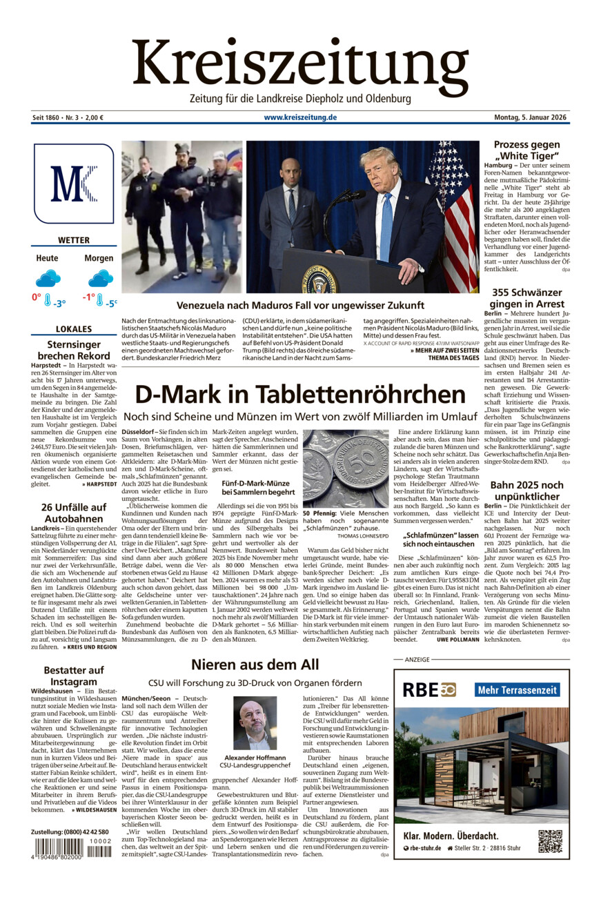 Kreiszeitung Kreis Oldenburg vom Montag, 05.01.2026