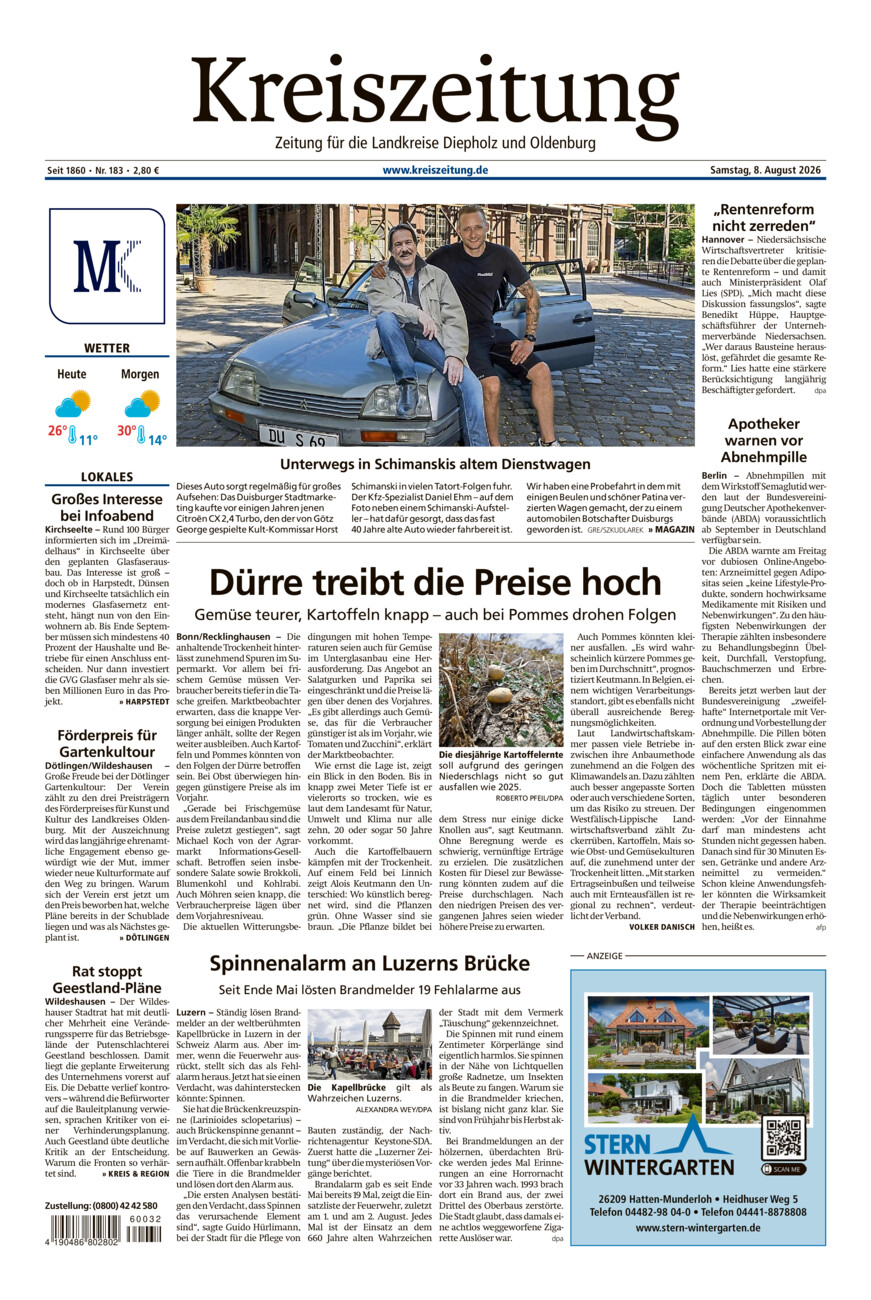 Kreiszeitung Kreis Oldenburg vom Samstag, 08.08.2026