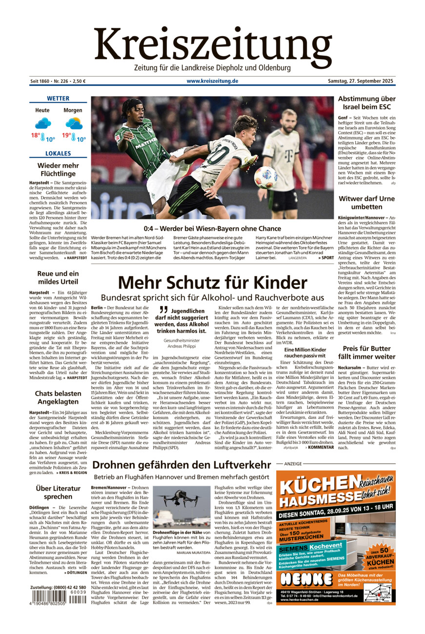 Kreiszeitung Kreis Oldenburg vom Samstag, 27.09.2025