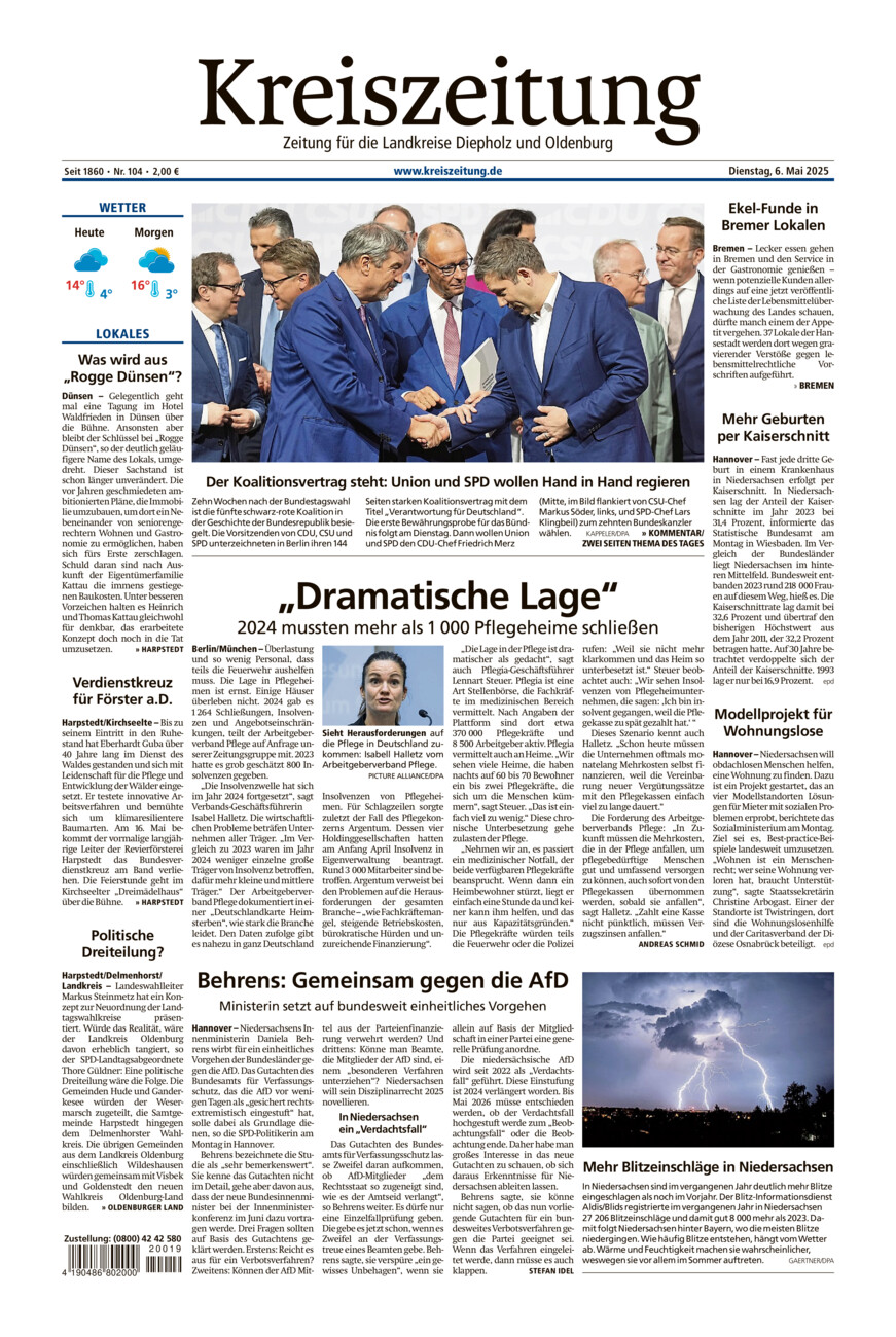 Kreiszeitung Kreis Oldenburg vom Dienstag, 06.05.2025
