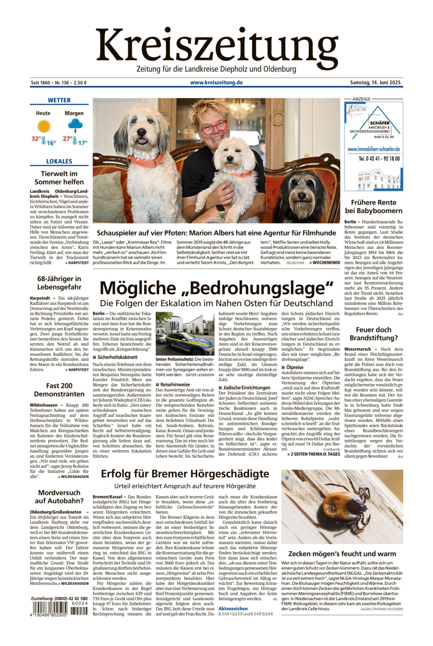 Kreiszeitung Kreis Oldenburg vom Samstag, 14.06.2025