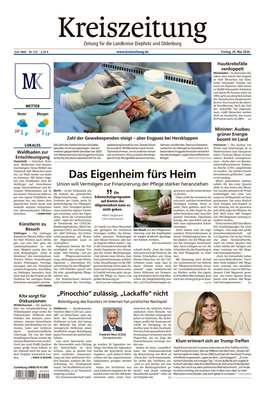 Kreiszeitung Kreis Oldenburg vom Freitag, 29.05.2026