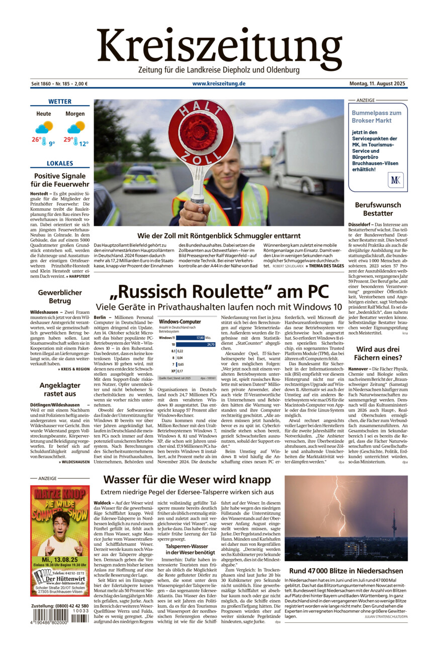 Kreiszeitung Kreis Oldenburg vom Montag, 11.08.2025