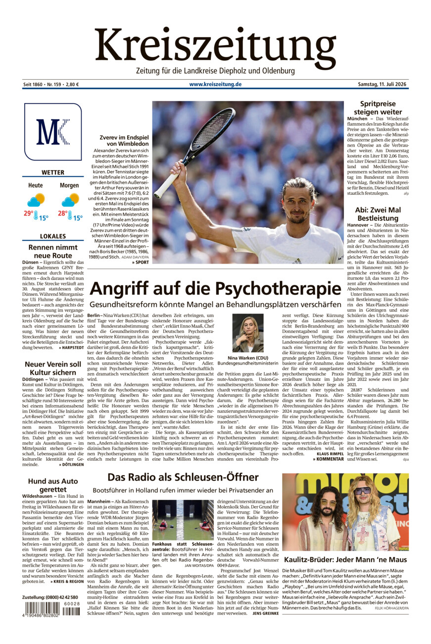 Kreiszeitung Kreis Oldenburg vom Samstag, 11.07.2026