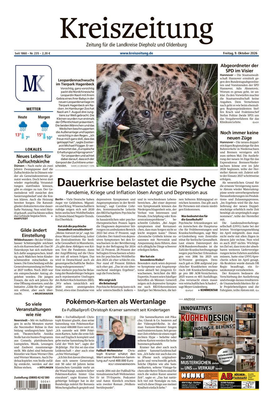 Kreiszeitung Kreis Oldenburg vom Freitag, 09.10.2026