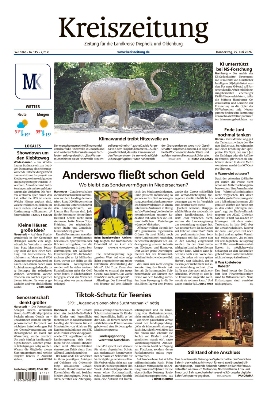 Kreiszeitung Kreis Oldenburg vom Donnerstag, 25.06.2026