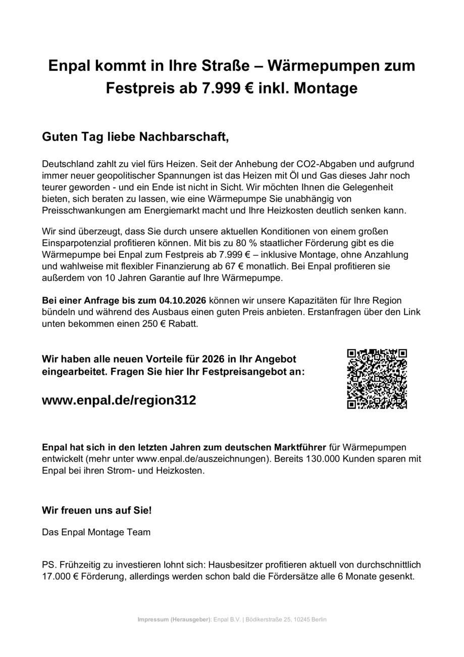 Enpal vom Samstag, 22.08.2026