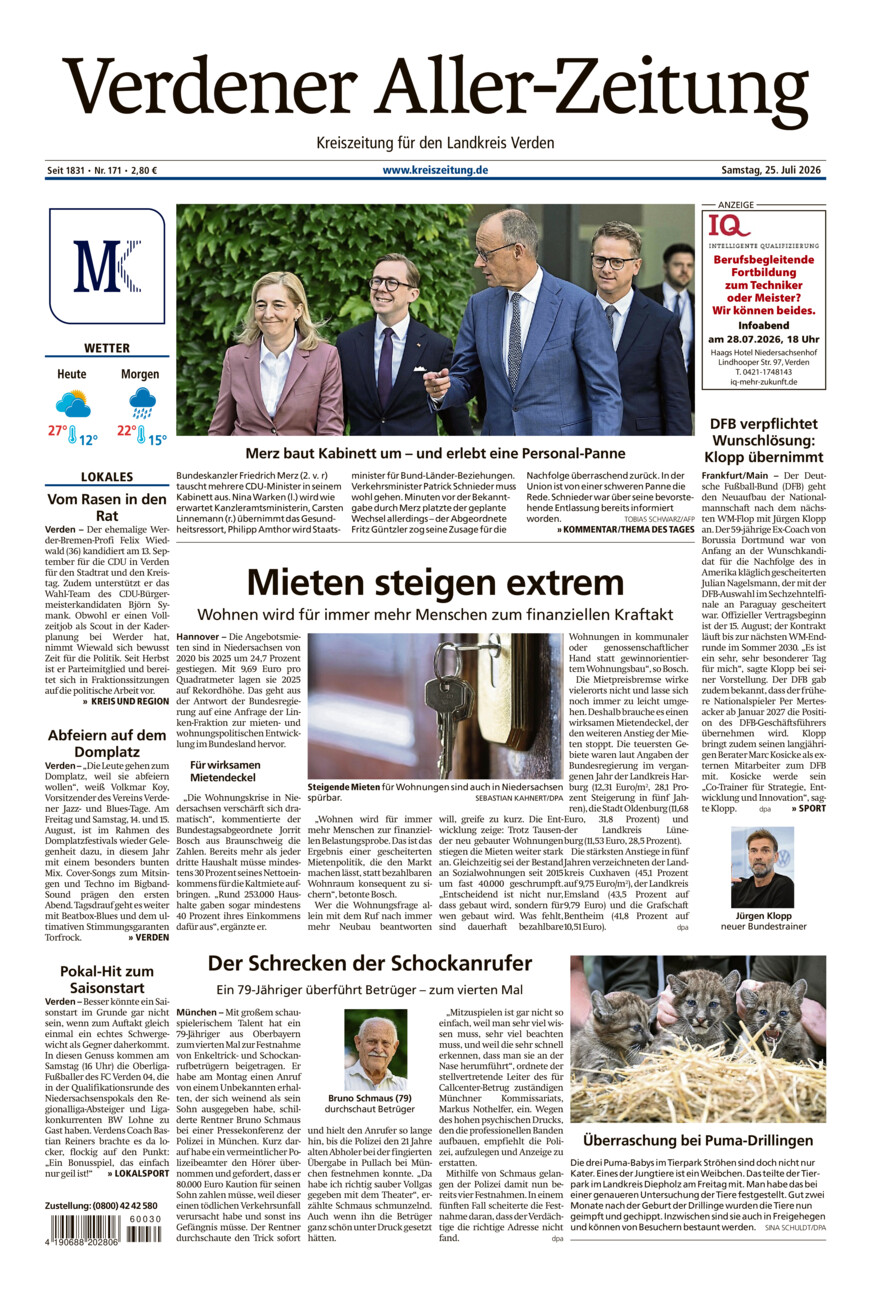 Verdener Aller-Zeitung vom Samstag, 25.07.2026