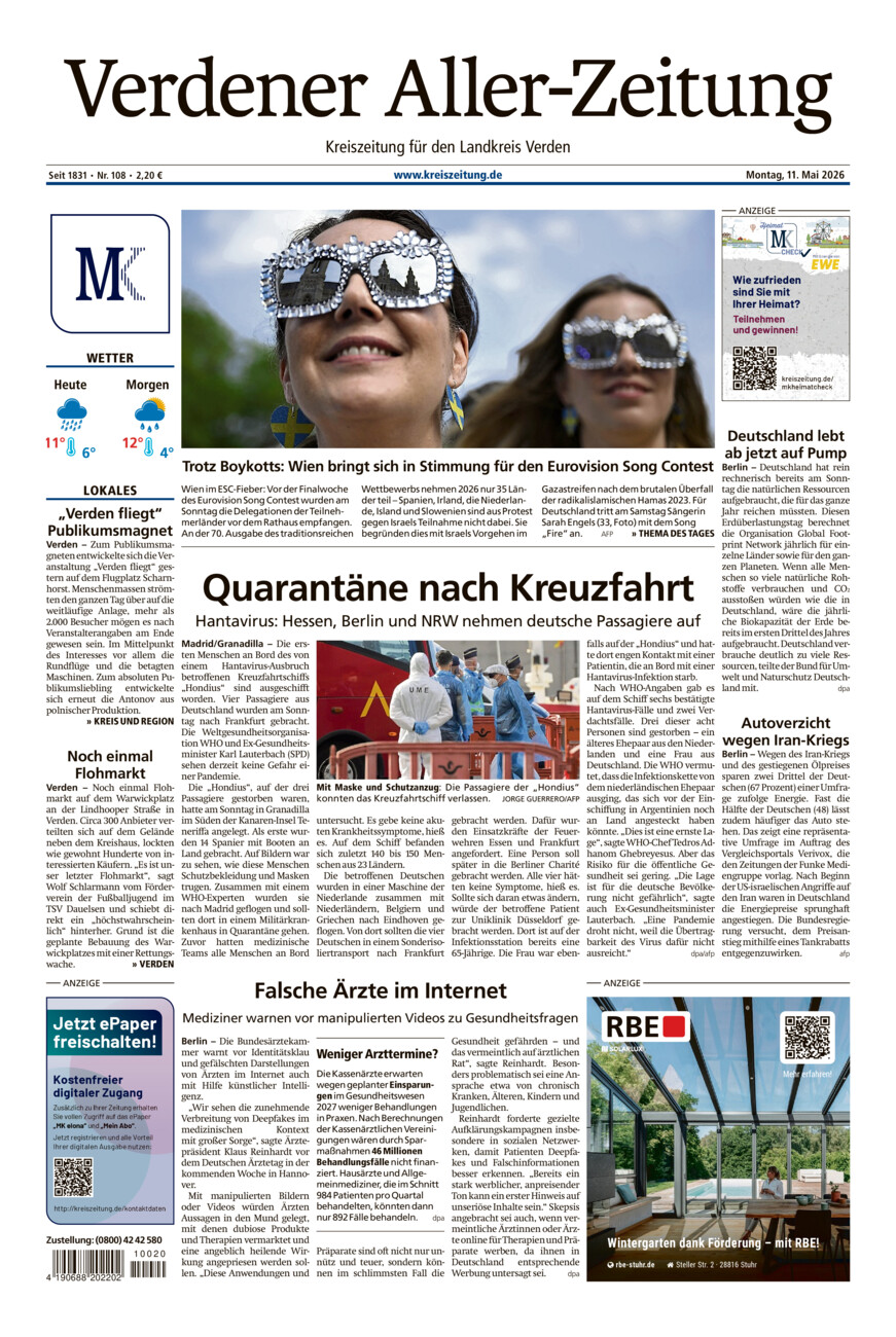 Verdener Aller-Zeitung vom Montag, 11.05.2026