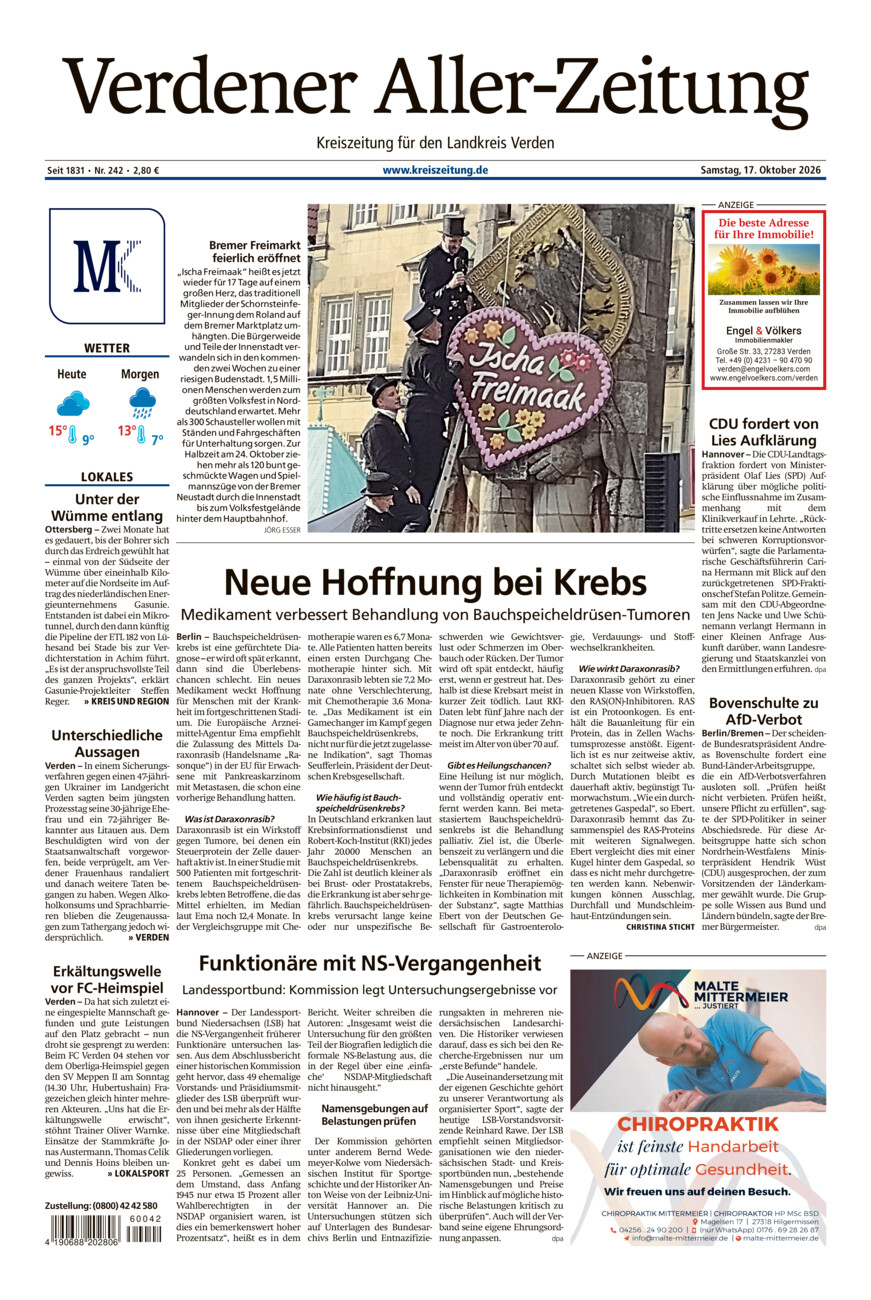 Verdener Aller-Zeitung vom Samstag, 17.10.2026