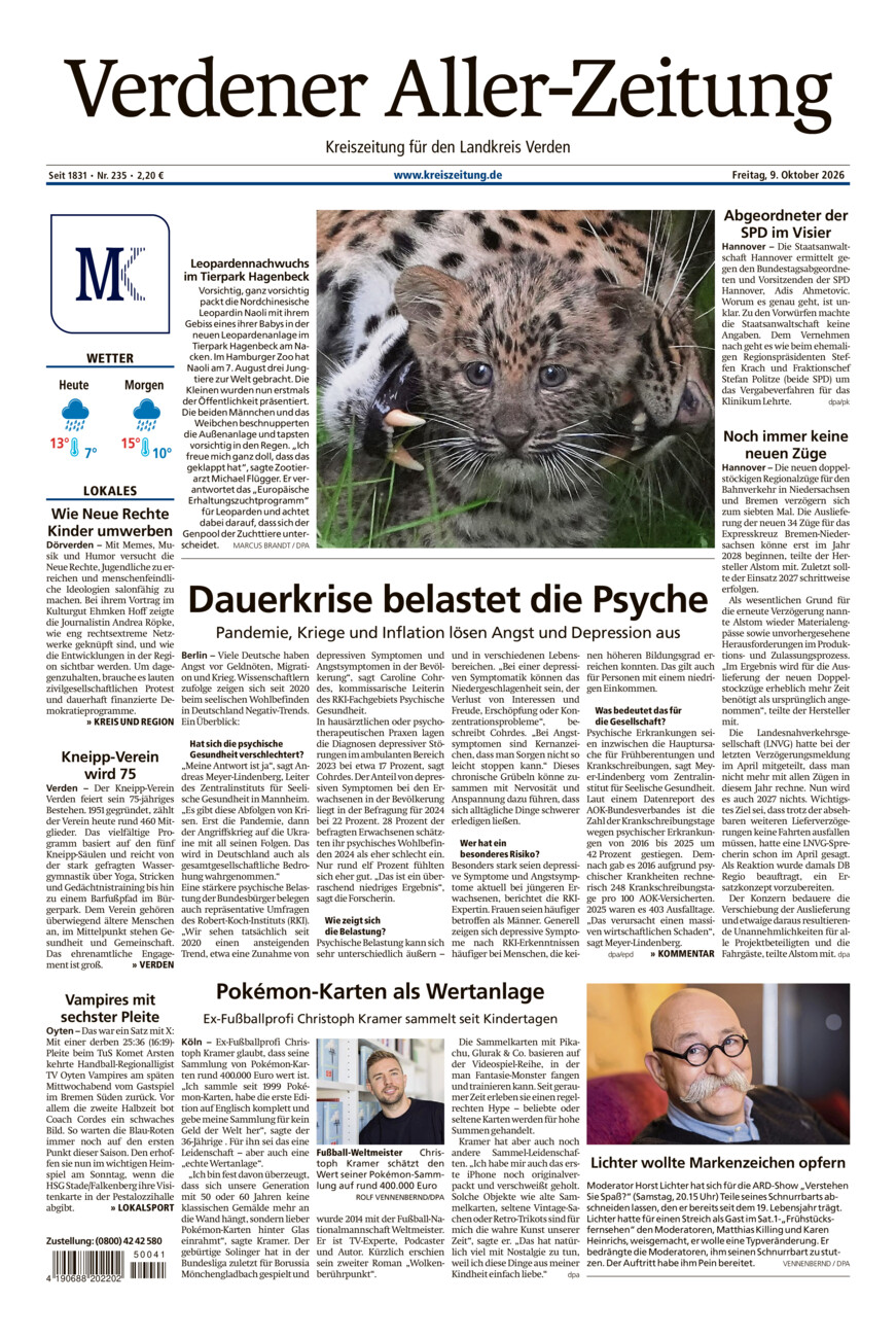 Verdener Aller-Zeitung vom Freitag, 09.10.2026