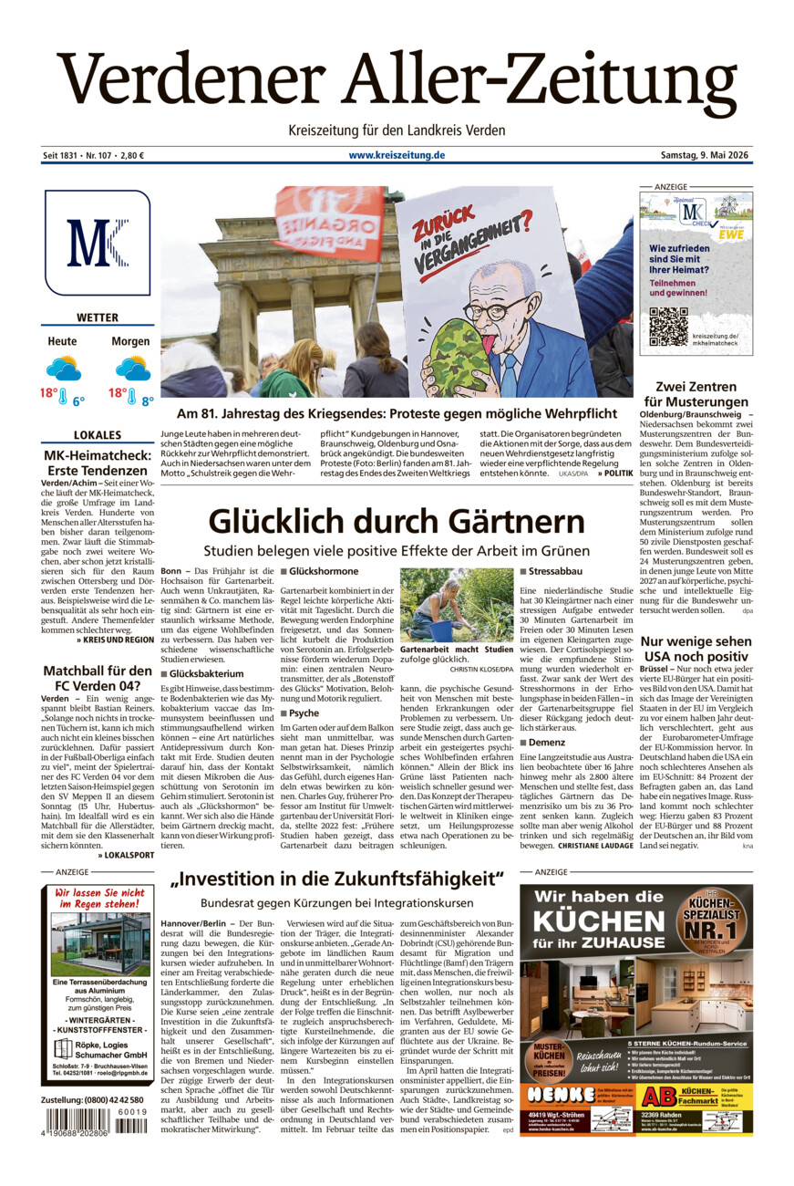 Verdener Aller-Zeitung vom Samstag, 09.05.2026