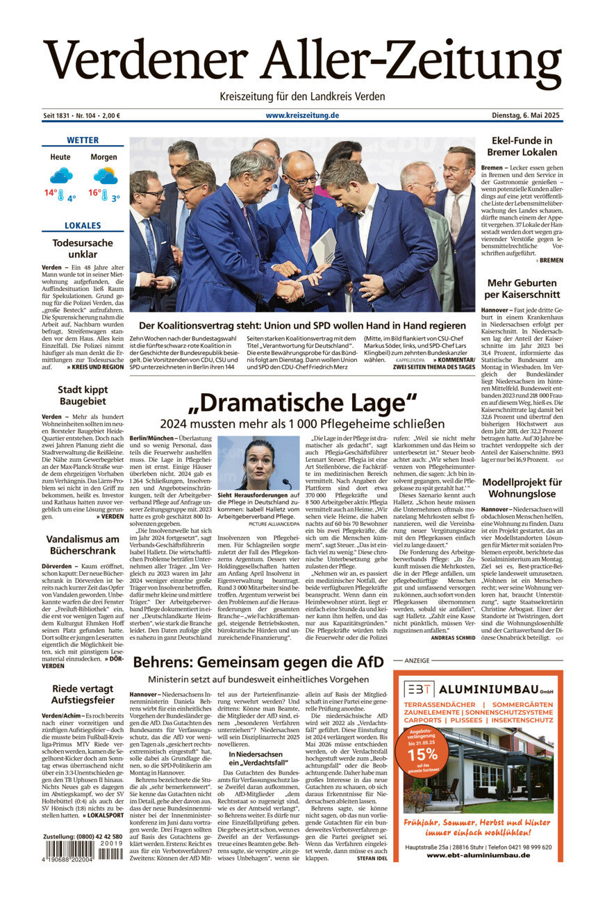 Verdener Aller-Zeitung vom Dienstag, 06.05.2025