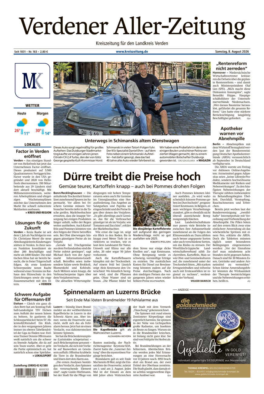 Verdener Aller-Zeitung vom Samstag, 08.08.2026
