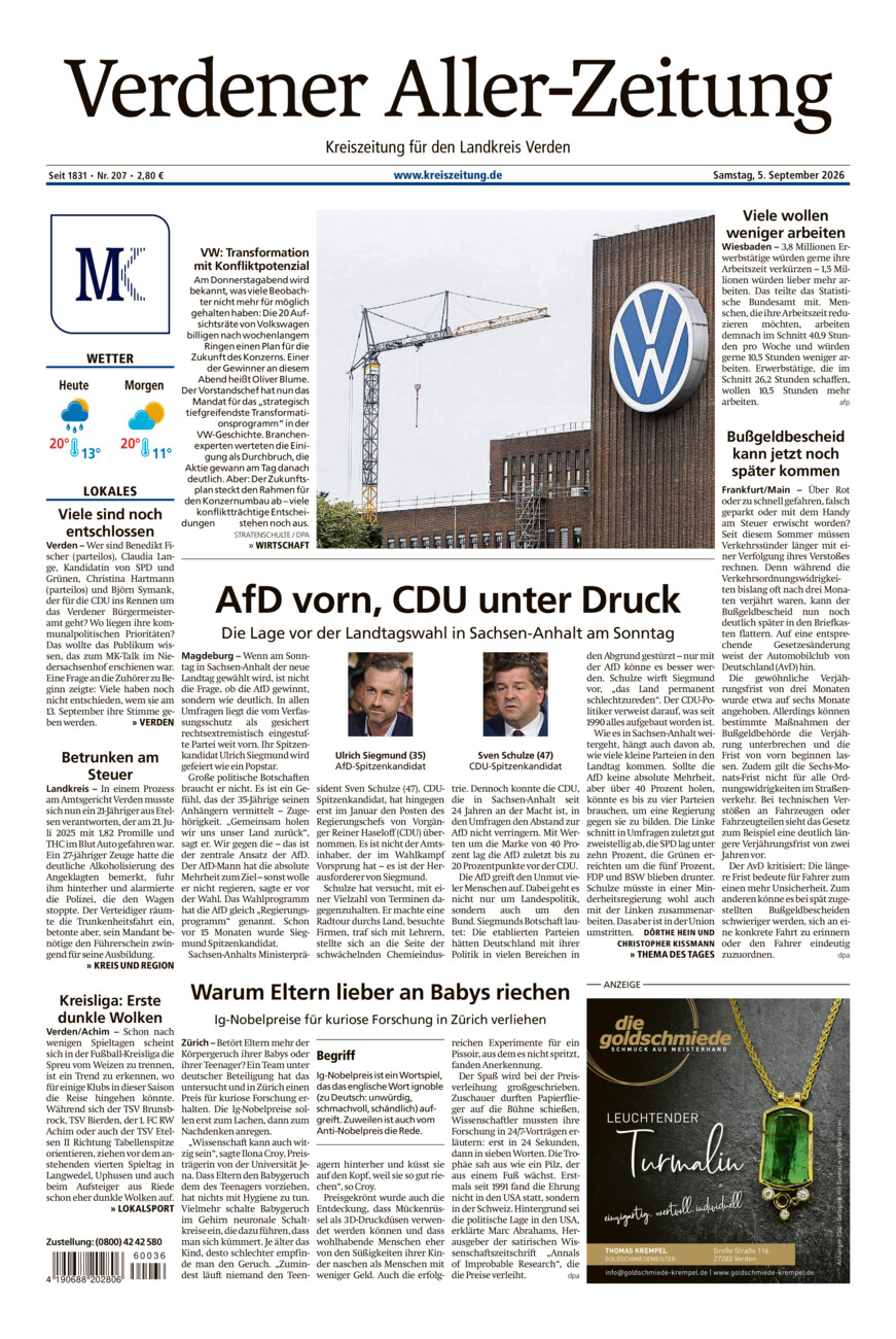 Verdener Aller-Zeitung vom Samstag, 05.09.2026