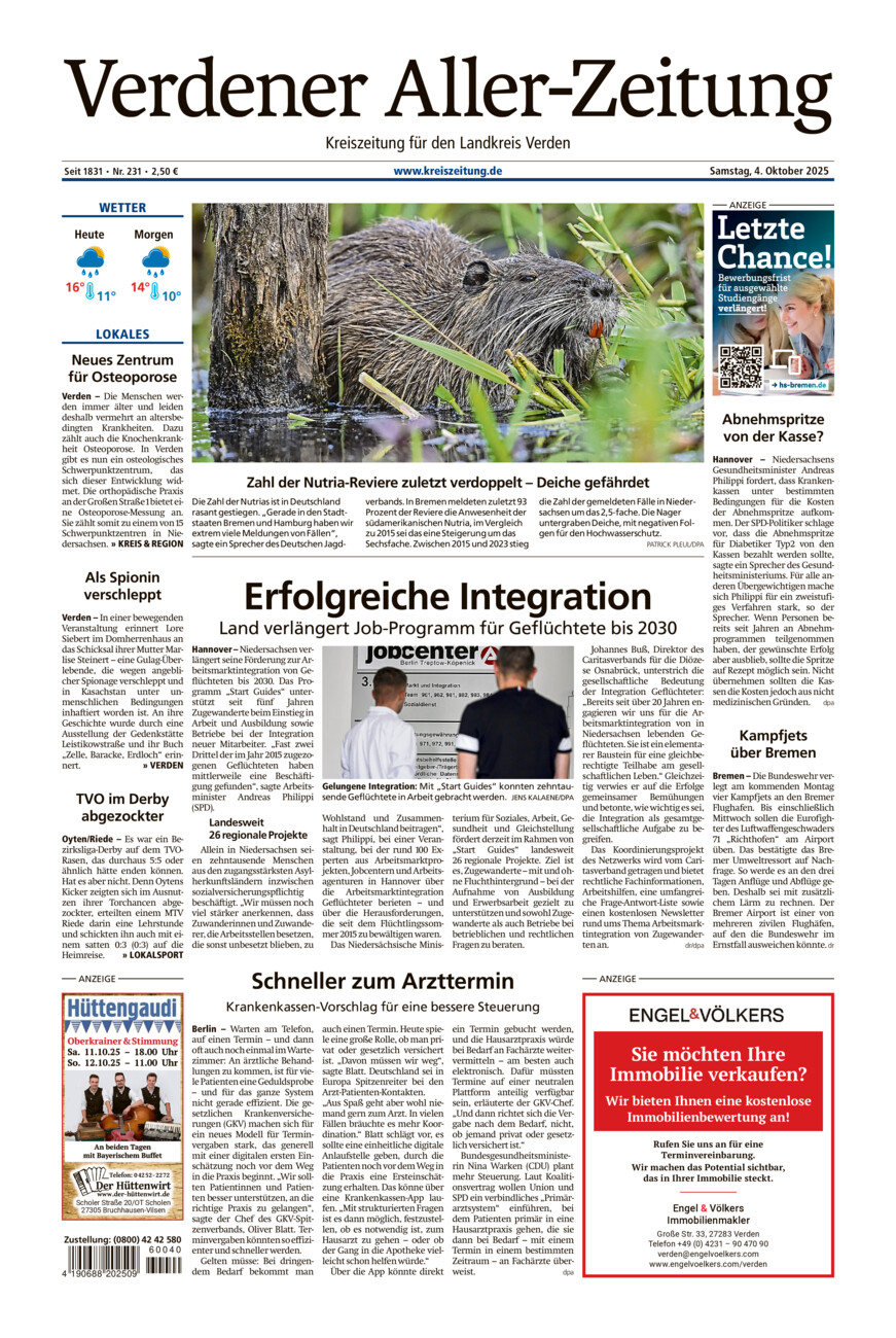 Verdener Aller-Zeitung vom Samstag, 04.10.2025