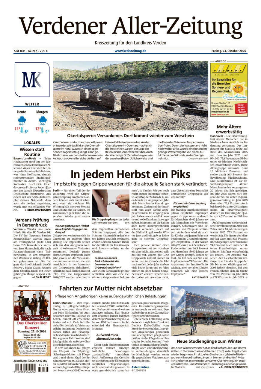 Verdener Aller-Zeitung vom Freitag, 23.10.2026