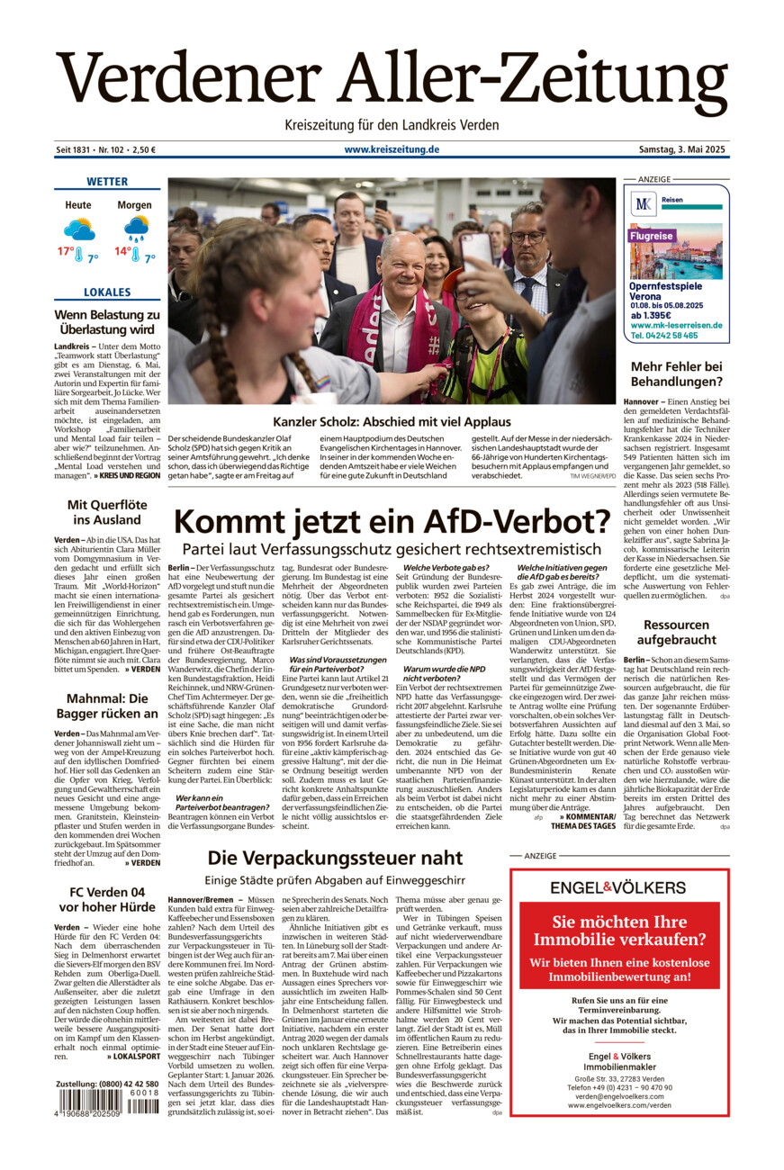 Verdener Aller-Zeitung vom Samstag, 03.05.2025