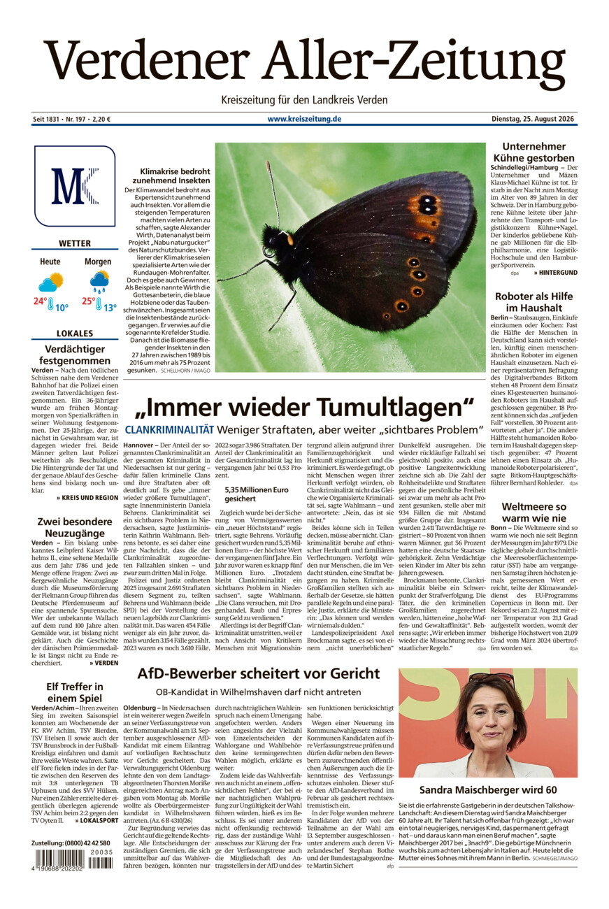 Verdener Aller-Zeitung vom Dienstag, 25.08.2026