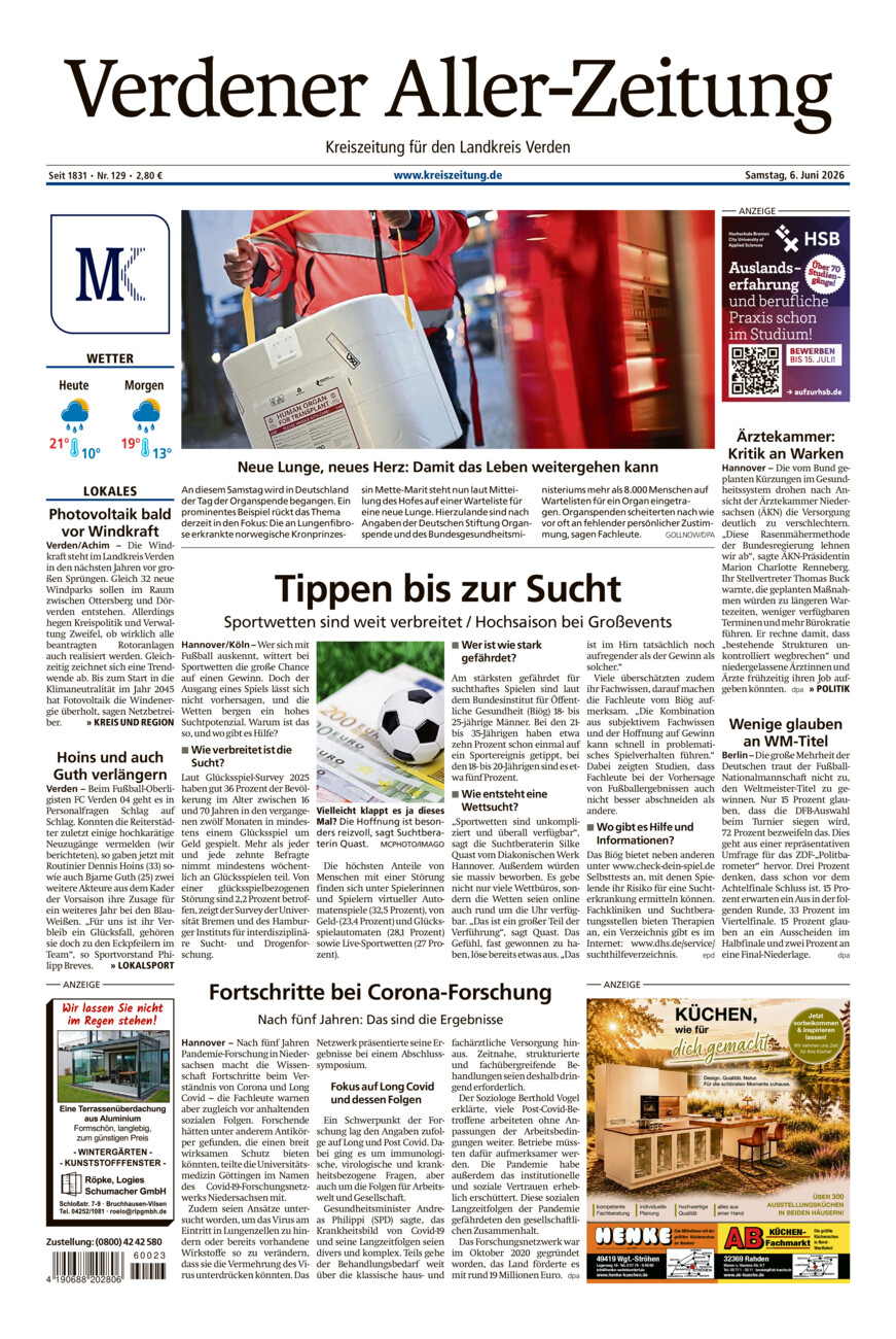 Verdener Aller-Zeitung vom Samstag, 06.06.2026