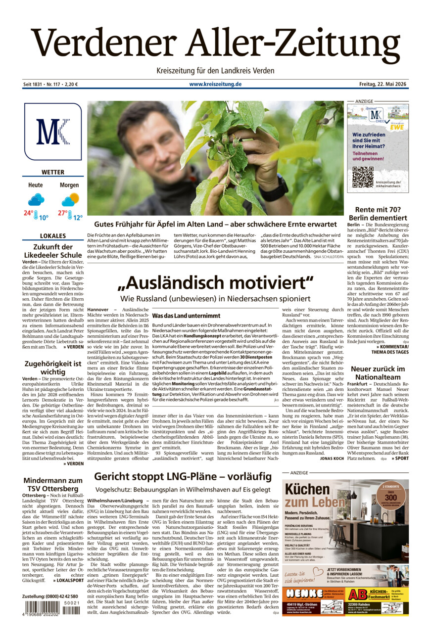 Verdener Aller-Zeitung vom Freitag, 22.05.2026
