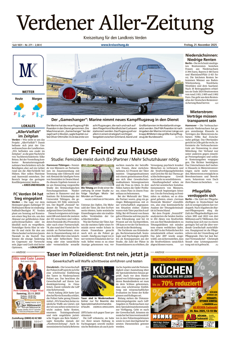 Verdener Aller-Zeitung vom Freitag, 21.11.2025
