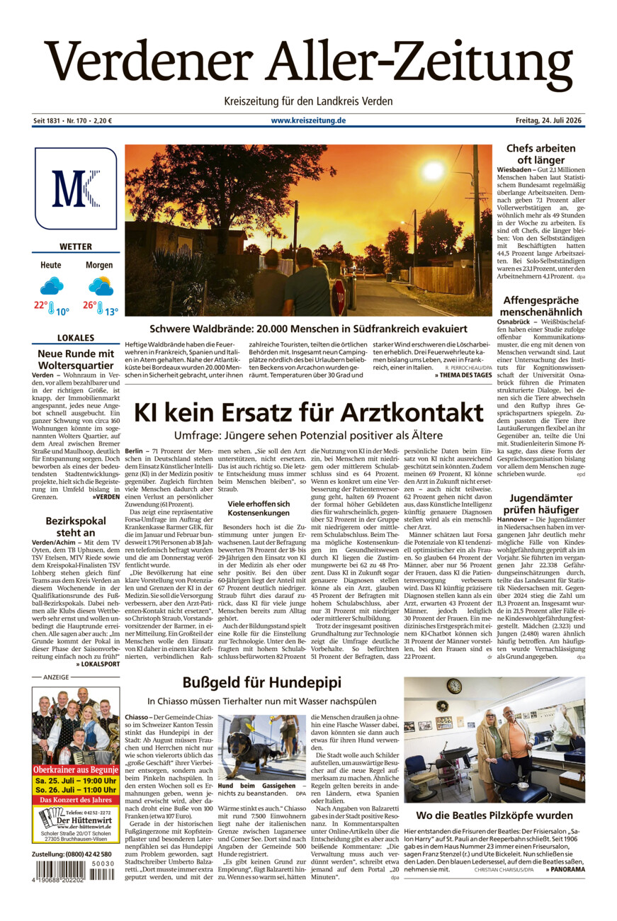Verdener Aller-Zeitung vom Freitag, 24.07.2026