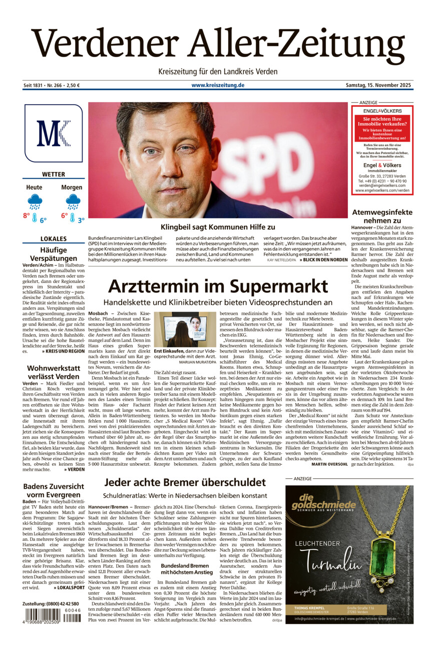 Verdener Aller-Zeitung vom Samstag, 15.11.2025