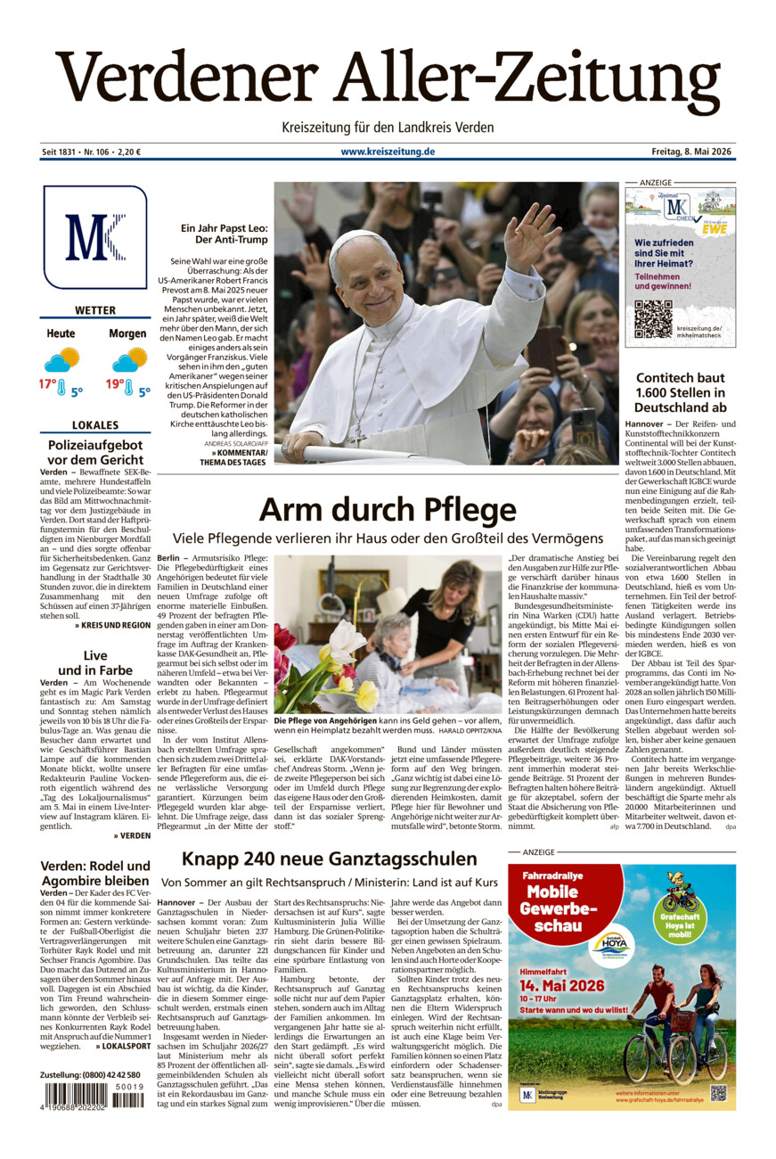 Verdener Aller-Zeitung vom Freitag, 08.05.2026