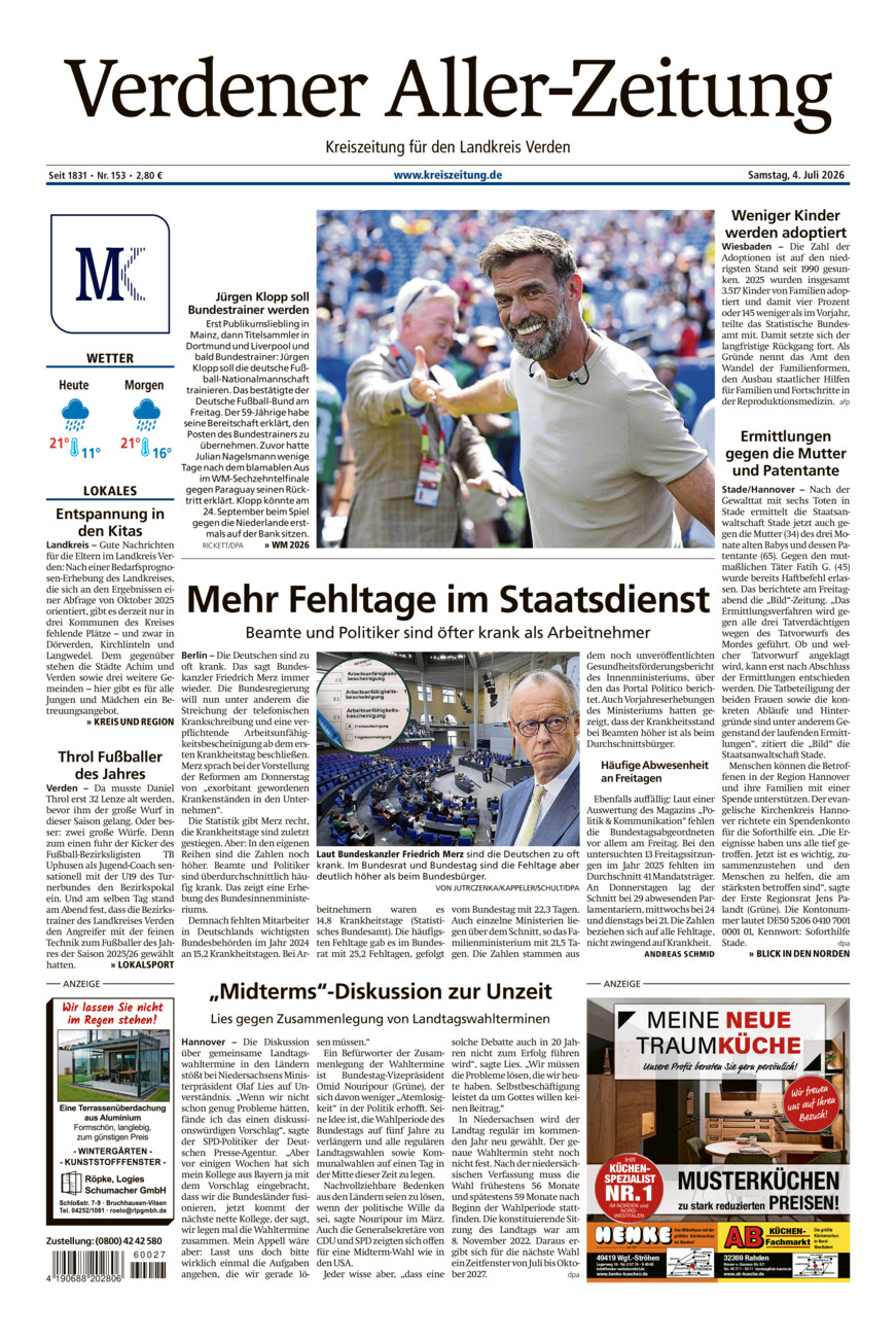 Verdener Aller-Zeitung vom Samstag, 04.07.2026