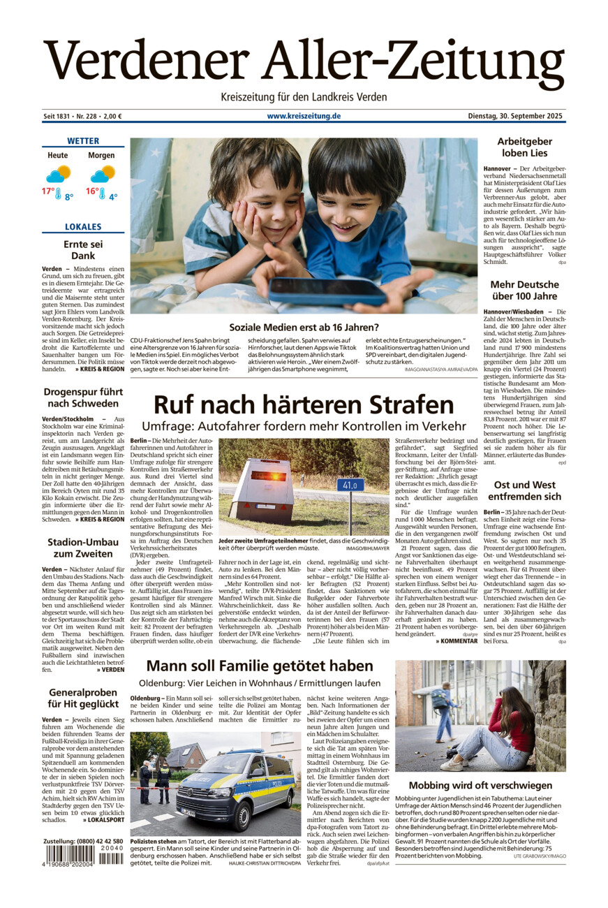 Verdener Aller-Zeitung vom Dienstag, 30.09.2025