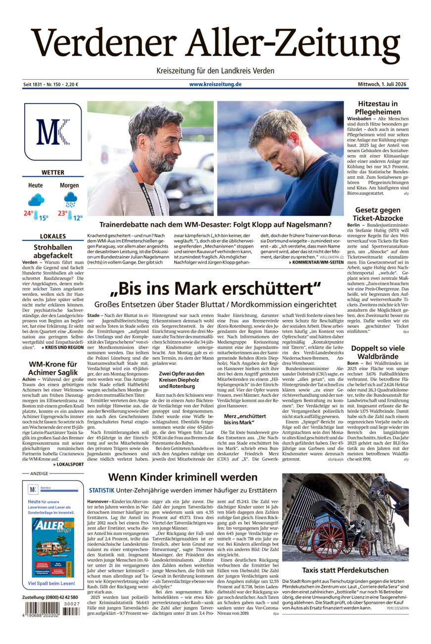 Verdener Aller-Zeitung vom Mittwoch, 01.07.2026