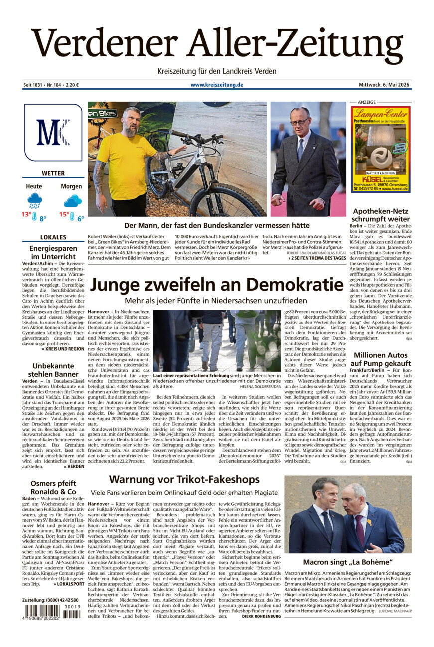 Verdener Aller-Zeitung vom Mittwoch, 06.05.2026