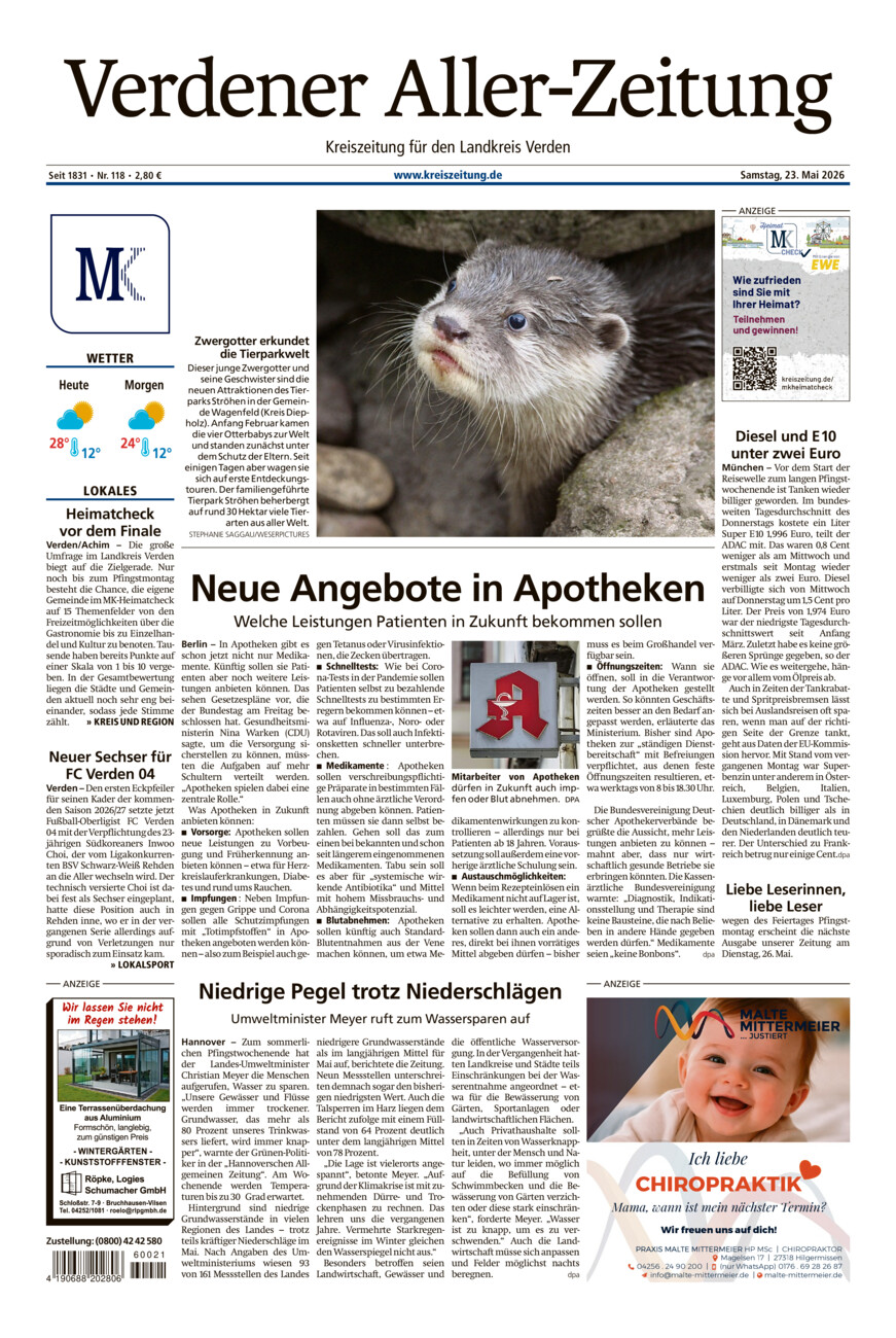 Verdener Aller-Zeitung vom Samstag, 23.05.2026