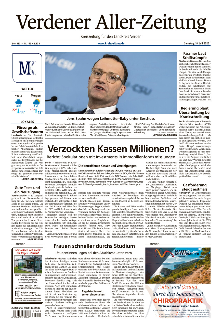 Verdener Aller-Zeitung vom Samstag, 18.07.2026