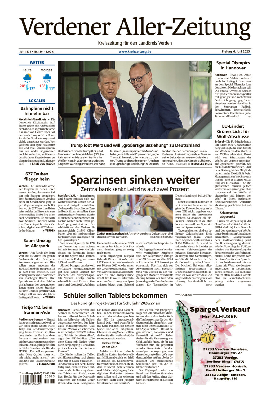 Verdener Aller-Zeitung vom Freitag, 06.06.2025