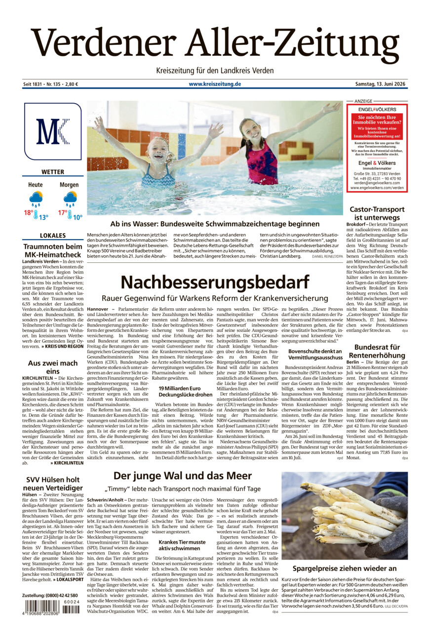 Verdener Aller-Zeitung vom Samstag, 13.06.2026