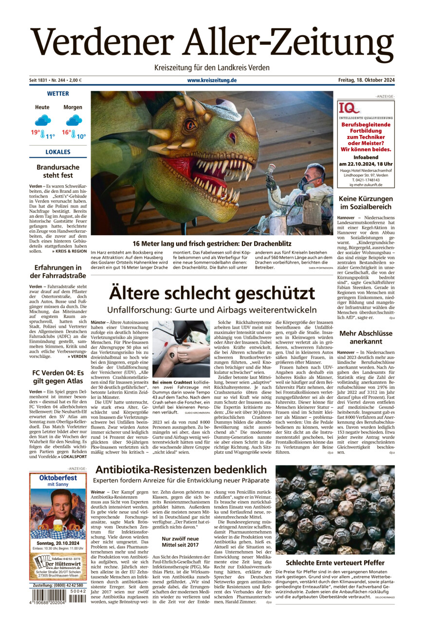 Verdener Aller-Zeitung vom Freitag, 18.10.2024