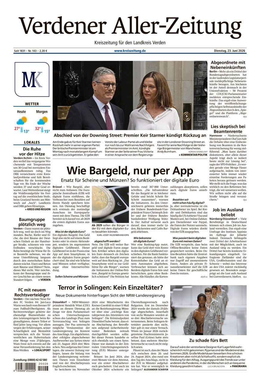 Verdener Aller-Zeitung vom Dienstag, 23.06.2026