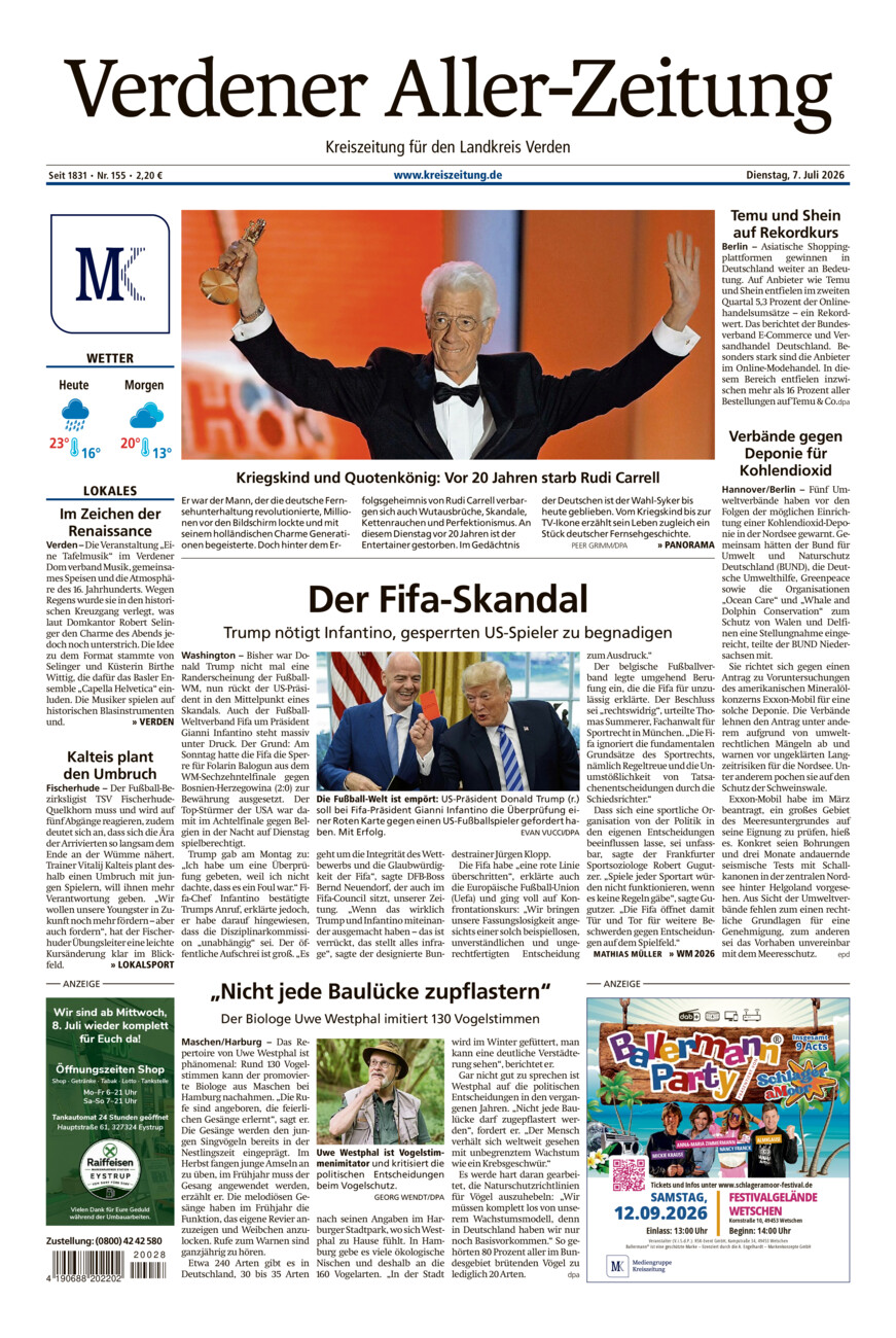Verdener Aller-Zeitung vom Dienstag, 07.07.2026