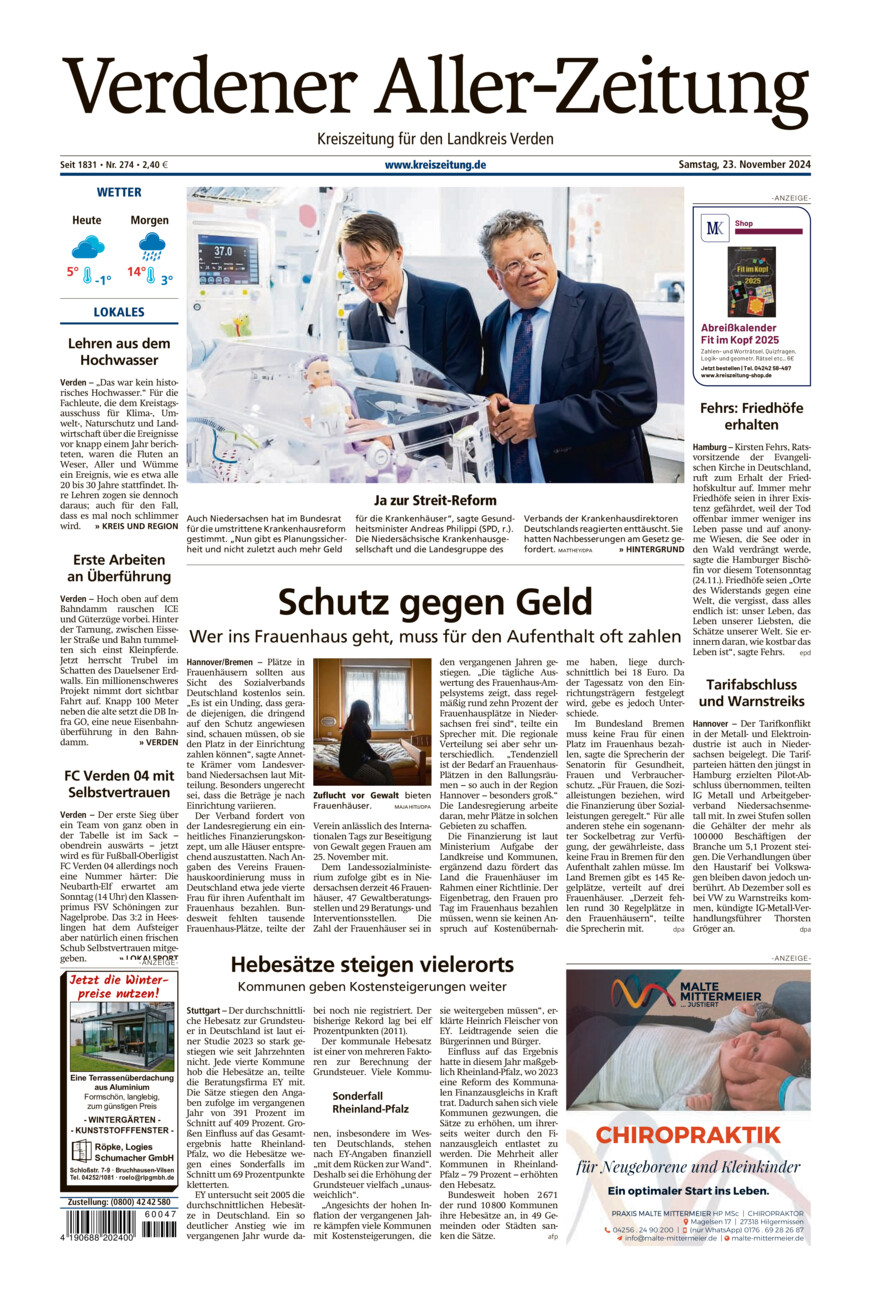 Verdener Aller-Zeitung vom Samstag, 23.11.2024