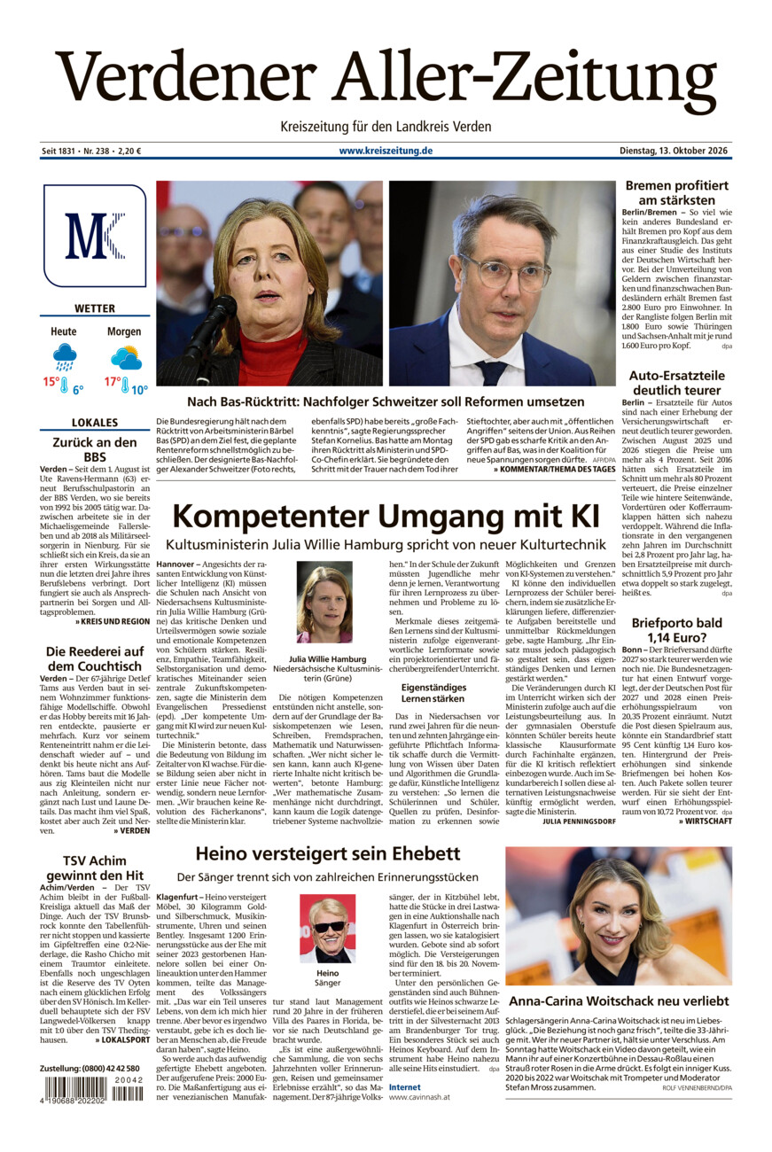 Verdener Aller-Zeitung vom Dienstag, 13.10.2026