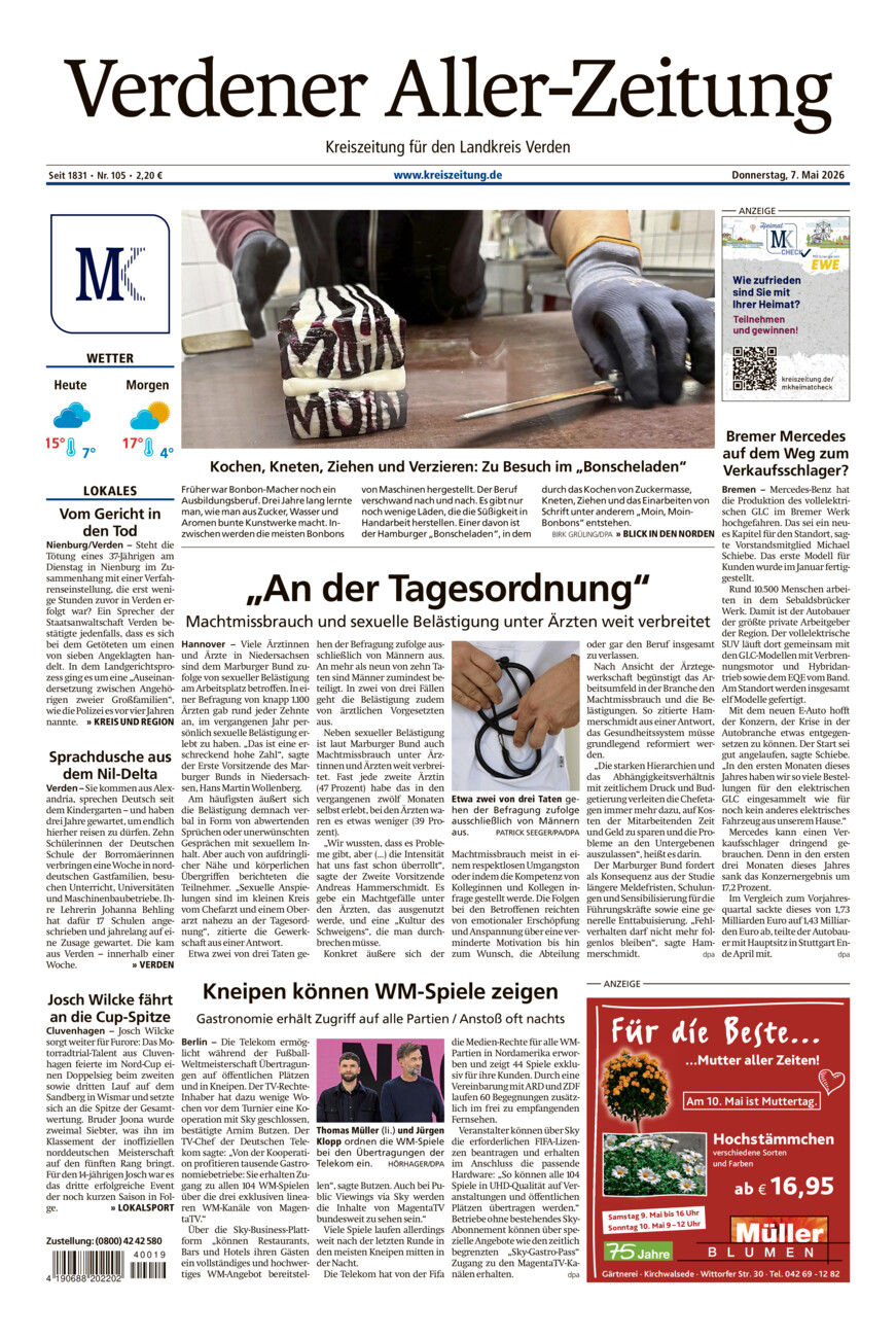 Verdener Aller-Zeitung vom Donnerstag, 07.05.2026