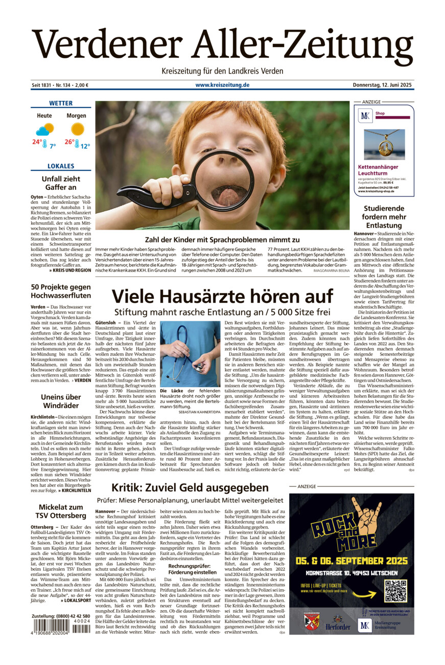 Verdener Aller-Zeitung vom Donnerstag, 12.06.2025