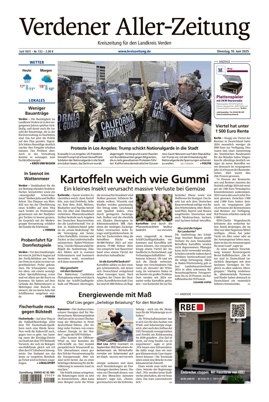 Verdener Aller-Zeitung vom Dienstag, 10.06.2025