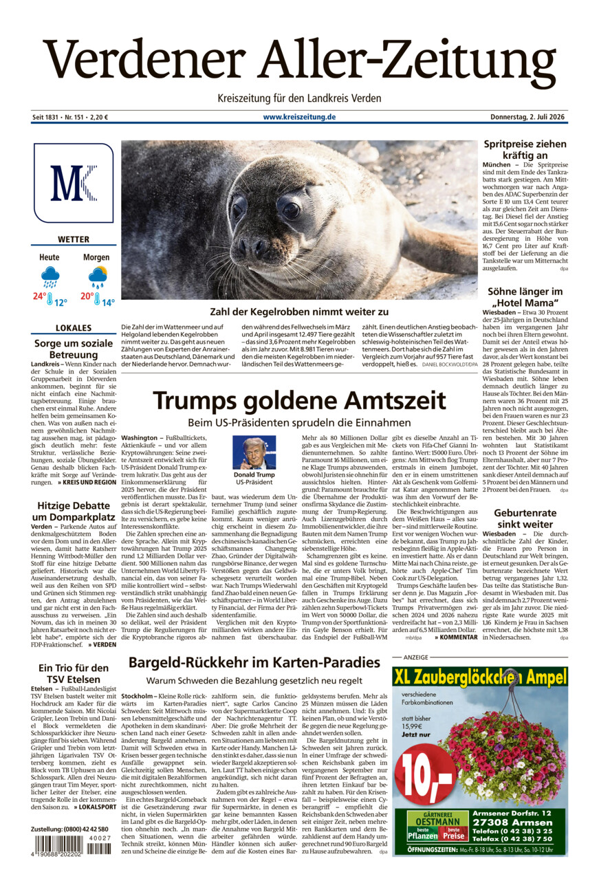 Verdener Aller-Zeitung vom Donnerstag, 02.07.2026