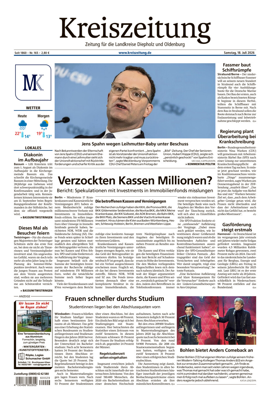 Kreiszeitung Bassum/Twistringen vom Samstag, 18.07.2026