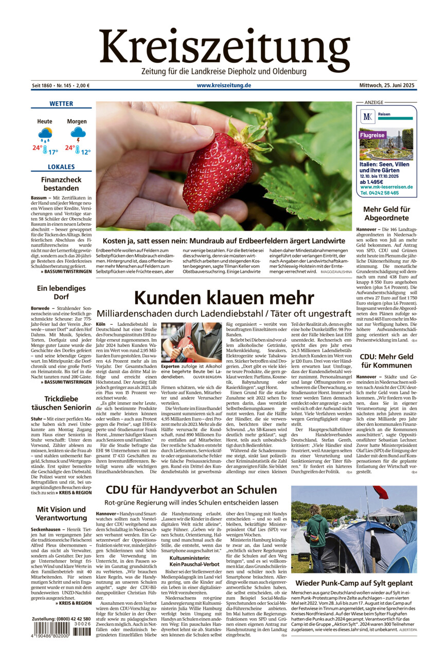 Kreiszeitung Bassum/Twistringen vom Mittwoch, 25.06.2025