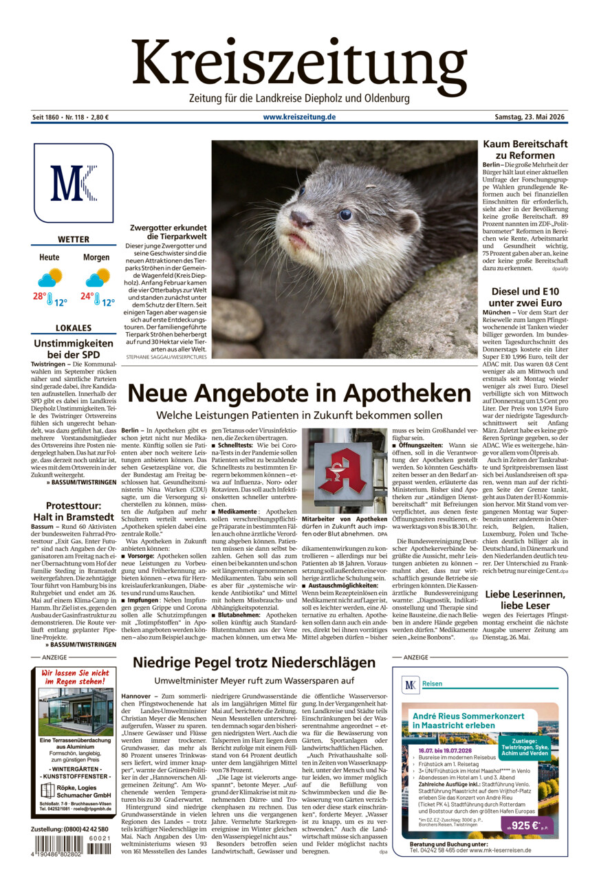 Kreiszeitung Bassum/Twistringen vom Samstag, 23.05.2026